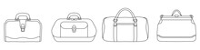 Baggage Vector Icon Set. Leather Bag In Linear Style Set. Bag For Essentials. Travel Bag. Hand Luggage Vector. Outline Bag Symbol.