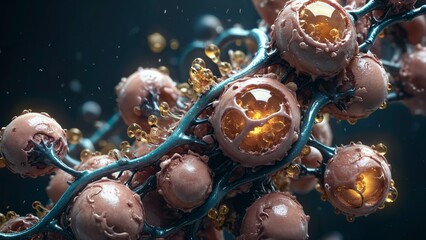 grossissement optique des anticorps en action - une vue détaillée de la réponse immunitaire, illustrant la lutte moléculaire contre les infections dans le corps humain.