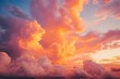 A vibrant image of a large cloud filled with numerous pink clouds. Perfect for adding a touch of color and serenity to any project