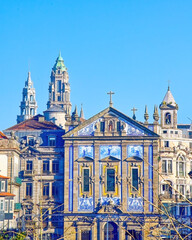 Facade of the medieval Igreja de Santo António dos Congregados, Porto, Portugal