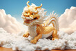 Cute cartoon Chinese dragon, happy lunar new year 2024 background