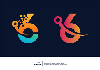 Artificial Intelligence Number 6 logo design.