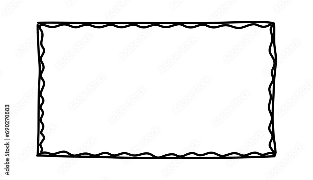 Doodle frames. Rectangle hand drawn borders. Squared ornament frame for ...