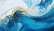 © Aleena - Marbled blue and golden abstract background. Liquid marble ink pattern. abstract background with blue, yellow and white paint mixing in water