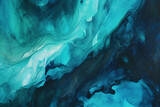 Fototapeta Konie - Abstract teal and dark blue and jade green watercolor painting