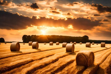 Wall Mural - hay bales in the field