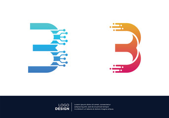 Artificial Intelligence Number 3 logo design.