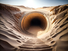 An Underground Passage Or Tunnel In Desert