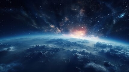 Beautiful view of planet earth from the space at night. Astrology and science concept. Generative AI