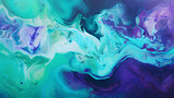 Fototapeta Koty - Abstract fluid art background dark purple and green colors. Liquid acrylic painting generativ ai