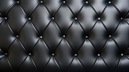 Sticker - Black leather upholstery. Leather luxury background with stitching.