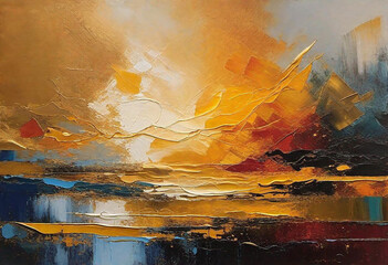 Sunset Golden Hour Abstract Painting