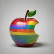 an apple with lgtbi colors