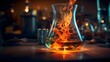 detailed image of a chemical reaction happening inside a beaker. Generative AI