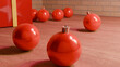 Christmas balls on a wooden table