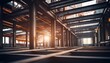 Empty Warehouse with Steel Beams