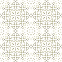 Wall Mural - Seamless geometric ornament based on traditional islamic art.Brown color lines. For fabric,textile,cover,wrapping paper,background and lasercutting.