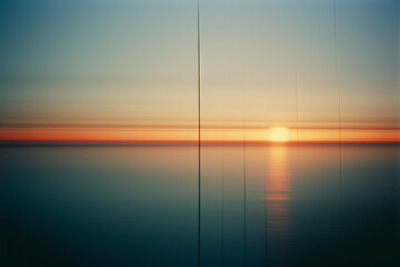 Aufkleber - Abstract representation of a sunrise with linear elements, portraying the beauty of dawn in a minimalist style.