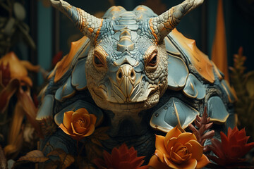 Poster - A surrealist image of a hybrid animal, created by combining features of several endangered species in a single creature, representing the importance of preserving genetic diversity.