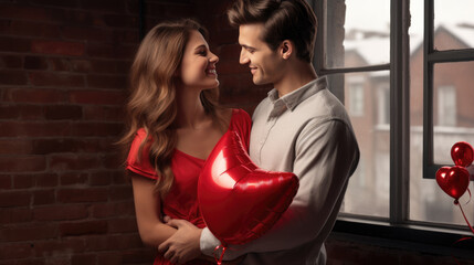 Sticker - Happy couple celebrates valentine's day at their home