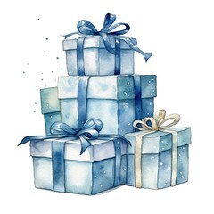 Watercolor illustration of vibrant present boxes, adding a festive touch to any celebration.