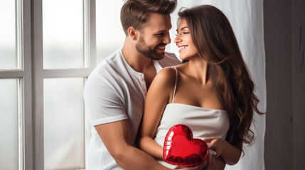 Sticker - Happy couple celebrates valentine's day at their home