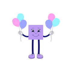 Sticker - Simple style cartoon square with a bunch of balloons 