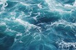 Aerial view to seething waves with foam, open sea from above, seething blue waves top shot ocean texture background image Generative AI