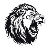 Fototapeta  - monochrome stencil, roaring lion head created with Generative Ai