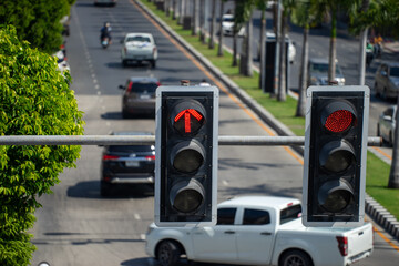 Traffic red light stop signal .