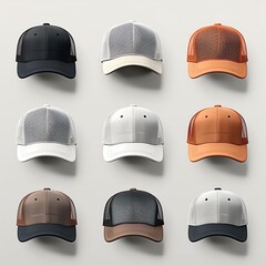 Wall Mural - trucker cap / mesh cap template illustration set - Generative AI