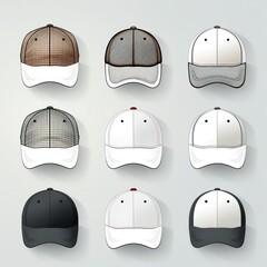 Wall Mural - trucker cap / mesh cap template illustration set - Generative AI