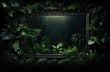 Fototapeta Do przedpokoju - a black frame surrounded by green plants