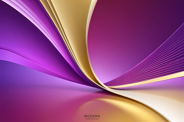 Abstract Gold Purple Background. colorful wavy design wallpaper. creative graphic 2 d illustration. trendy fluid cover with dynamic shapes flow.