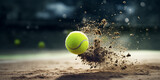 the tennis ball bounces off the court. ai generative