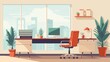 modern corporate workspace: flat office illustration icon vector, professional business environment design