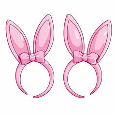 Wall Mural - pink easter bunny ears set flat vector illustration. pink easter bunny ears set hand drawing isolated vector illustration