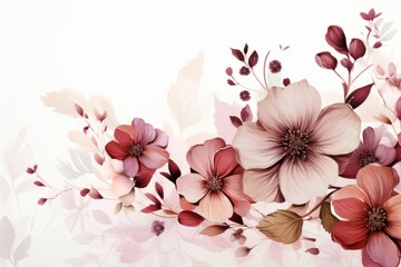 Sticker - floral frame background on white background with pink flowers