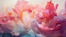 Immerse Yourself In A Surreal Symphony Of Translucent Coral And Magenta Liquid, Forming Intricate 3D Patterns Against An Ethereal Abstract Canvas.
