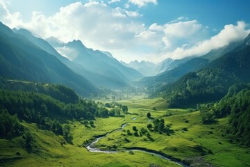 green mountains in beautiful scenery mountain