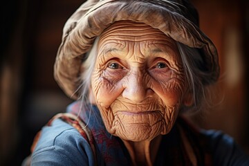 Wall Mural - Healthy, smiling 100 years old woman.