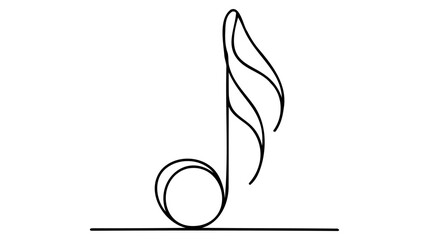 Canvas Print - Continuous one line music note, musical notes one line on white background
