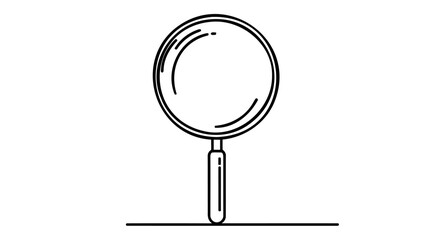 Wall Mural - One continuous line illustration of magnifying glass. Continuous line drawing of magnifying glass lens. Vector illustration