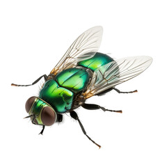 Common green bottle fly standing , isolated on transparent background