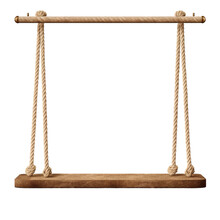 Hanging Rope Shelf Isolated On Transparent