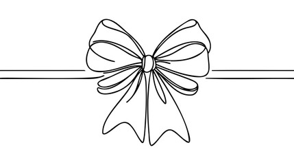 Decorative ribbon bow in continuous line art drawing style