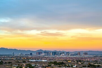 Wall Mural - 4K Image: Moody Las Vegas Cityscape on the Strip in the Evening