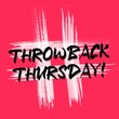 Throwback Thursday. Brush Lettering Illustration Design. White hashtag on bright red background.