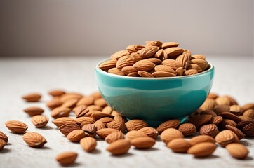 Almonds, isolated, white background, superfood