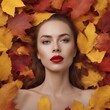 Kobieta w jesiennych liściach